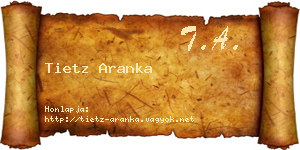 Tietz Aranka névjegykártya